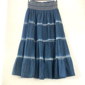 NWOT Denim Tiered Maxi Skirt - Blue